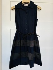 JAEGER Boutique US 4 UK 6 Navy Blue & Black Sleeveless Shirt Dress