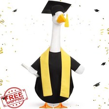 Cosblank Goose Outfit Graduation Cap Gown for Cement Geese Statue, Black