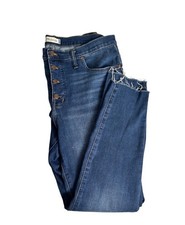 Madewell Womens 9  Mid Rise Skinny Jeans Size 27 Button Fly Raw Hem Denim