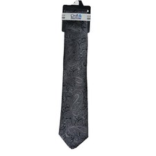 New polyester Men's Neck Tie only Paisley Charcoal Dark Gray Wedding Prom formal