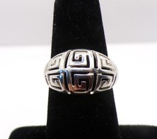 Sterling Silver 925 Greek Key Pattern Graduated Openwork Band Ring - Size 6