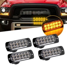 4PCS Amber 12LED Rotating Strobe Light Rooftop Flash Beacon Emergency Warning