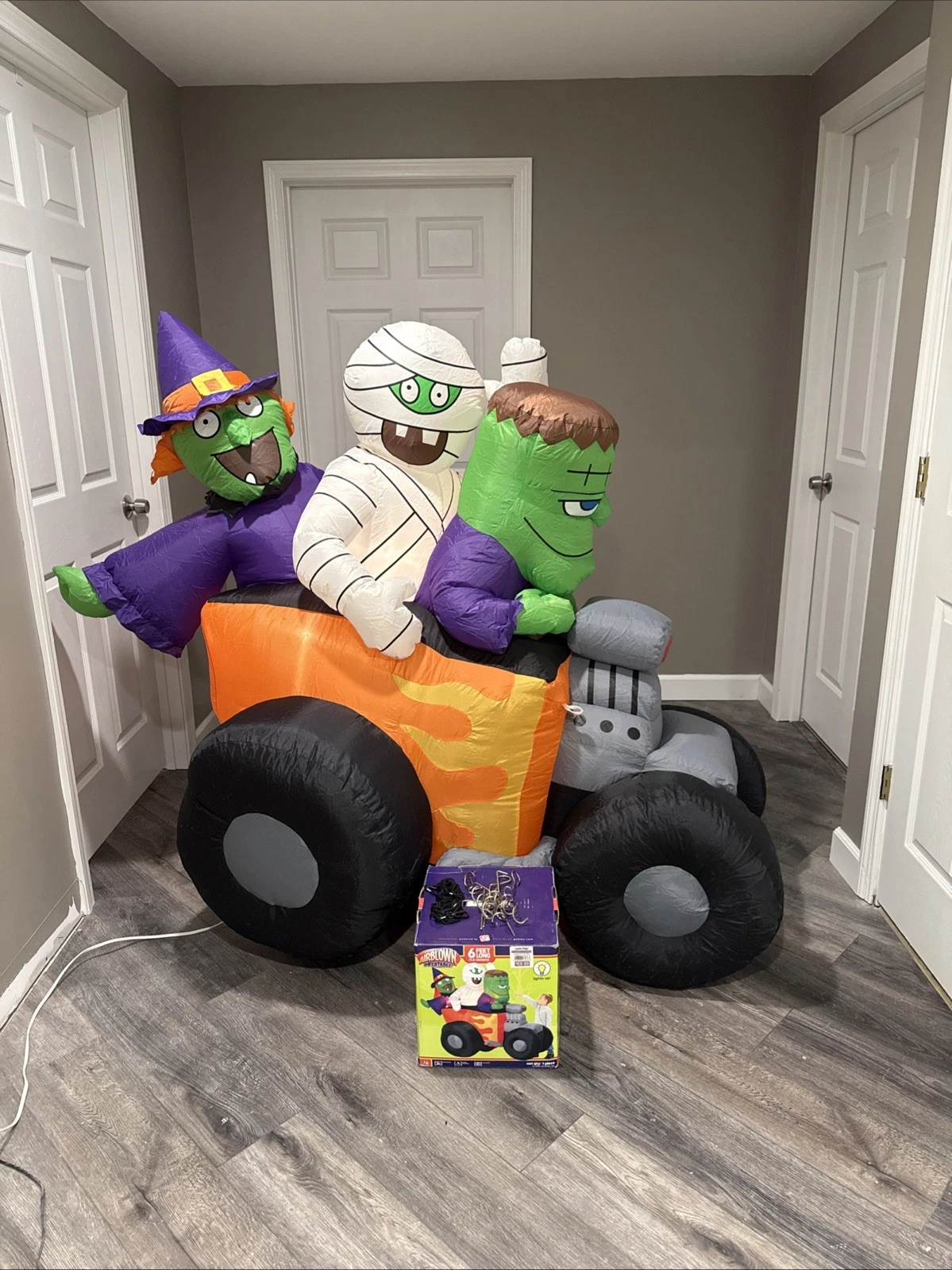 Gemmy Halloween Inflatable Hot Rod Witch Frankenstein Mummy 6 Foot 2007