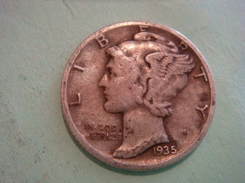 1935 S Mercury Dime Fine cond,  actual coin in photo