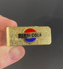 Vintage Pepsi Cola Money Clip ~ Textured, Gold Tone