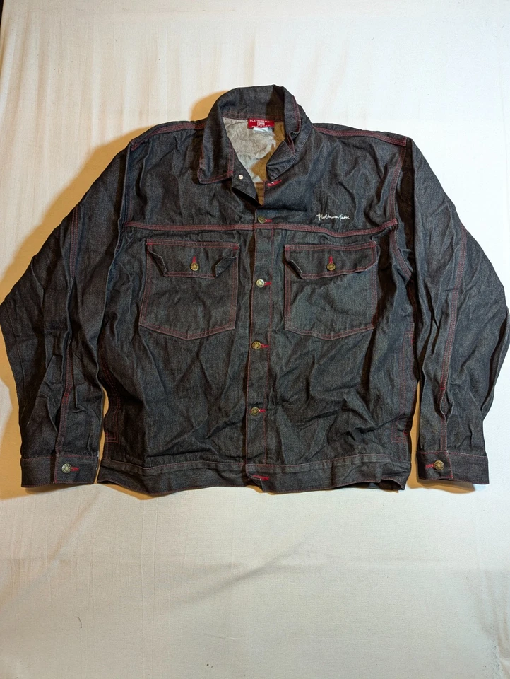 VTG Fubu Platinum Jacket Men 3XL Trucker Fat Albert Black Denim 100% Cotton USA - Image 4 of 4