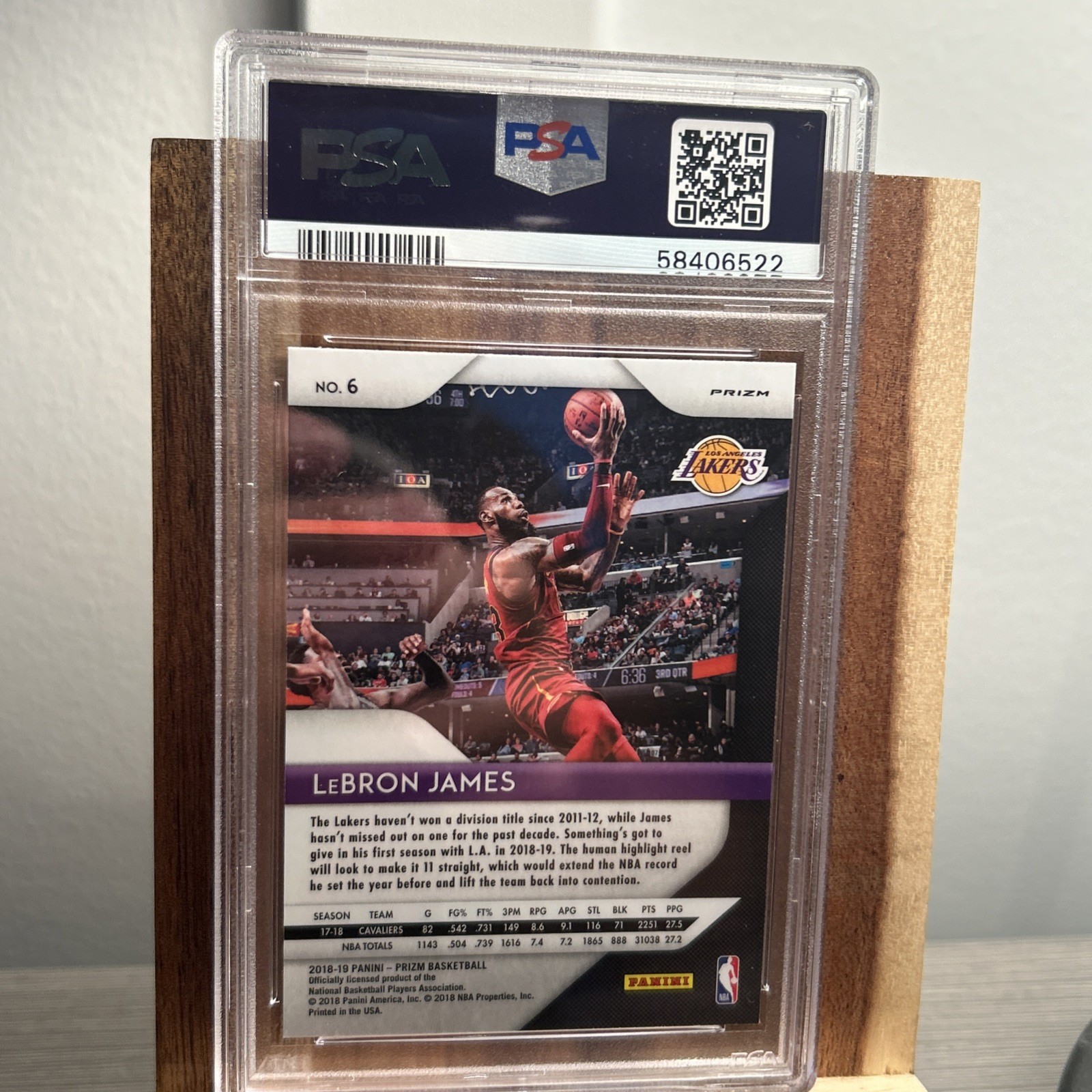 PSA 9 LEBRON JAMES 2018-19 PANINI PRIZM  SILVER #6 LAKERS Cavaliers 76ers view 2
