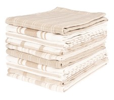 KAF Home Assorted Flat Kitchen Towels - Set of 10, 18 x 28 Inch Beige Beige