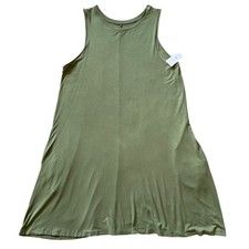 Time And Tru Dress 3X Green Rayon Jersey Swing Pockets Midi Beach Vacation NEW