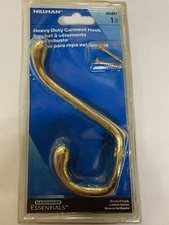 (5) Hillman Heavy Duty Garment Hooks With A Brass Finish