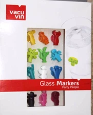 Vacu Vin Party People Wine Glass & Drink Markers / Charms - Set of 12 cute