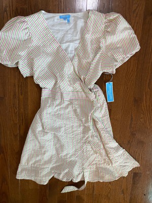 NWT Draper James RSVP Pink & Green Puff Sleeve Wrap Dress XL