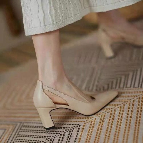 Para mujeres individuales Verano Nuevo Cuero Puntera Cuadrada Banquete Tacones Moda - Imagen 15 de 26