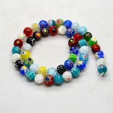 Mixed Round MILLEFIORI Glass BEADS - Choose 4MM, 6MM 8MM 10MM 12MM