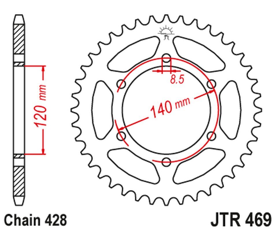 Pignon arrière JT 469 53 pour restaurer la transmission Kawasaki KE 175
