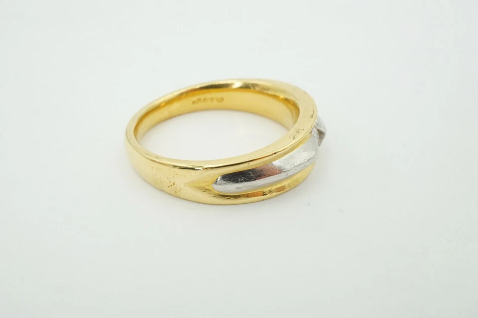 Alianza de boda de oro amarillo de 18k y platino de diamantes de 0,20 quilates para hombre talla 10 Foto 2 de 4