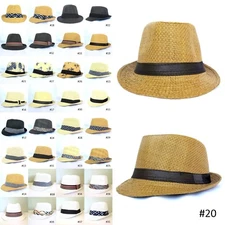 New Unisex Men Women Fedora Short Brim Tribly Black Beige Brown White Hat Cap 