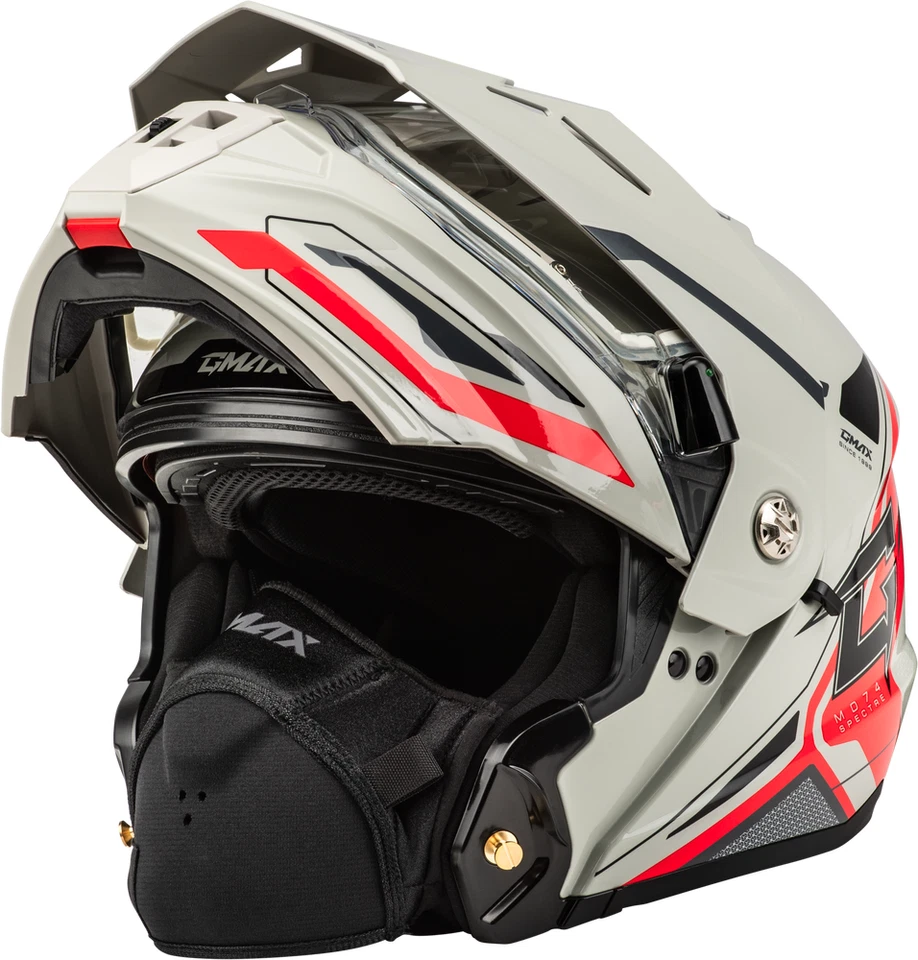 Casco de moto de nieve GMAX MD-74S con escudo eléctrico térmico, blanco y rojo XL o 3XL Foto 4 de 4