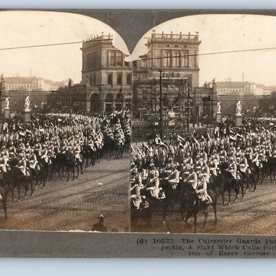 c1910s Germany Prussia Guards Cuirassiers Stereoview Sharp Real Photo March V32