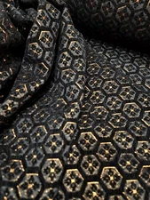 BLACK Metallic Gold Floral Brocade Fabric Sold By The Yard Dress Upholstery