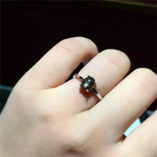 Round Black Blue Sapphire 925 Sterling Silver Gemstone Engagement Ring