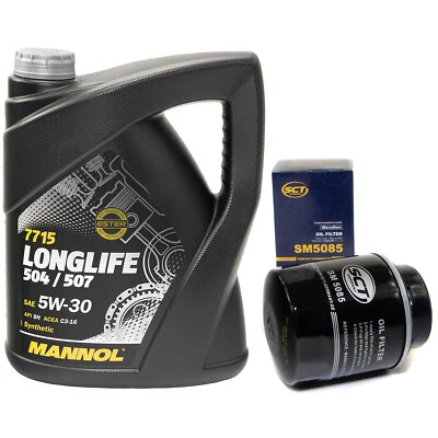 MANNOL Motoröl Set 5W30 5 Liter + Ölfilter SM 5085 für Audi A1 A3 Seat Skoda VW Polo
