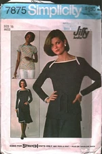7875 Vintage Simplicity Sewing Pattern Misses 1970s Pullover Top Knit Skit OOP
