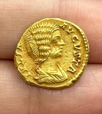 18K solid Gold roman coins Julia Domna. Augusta, AD 193-217. AR Denarius