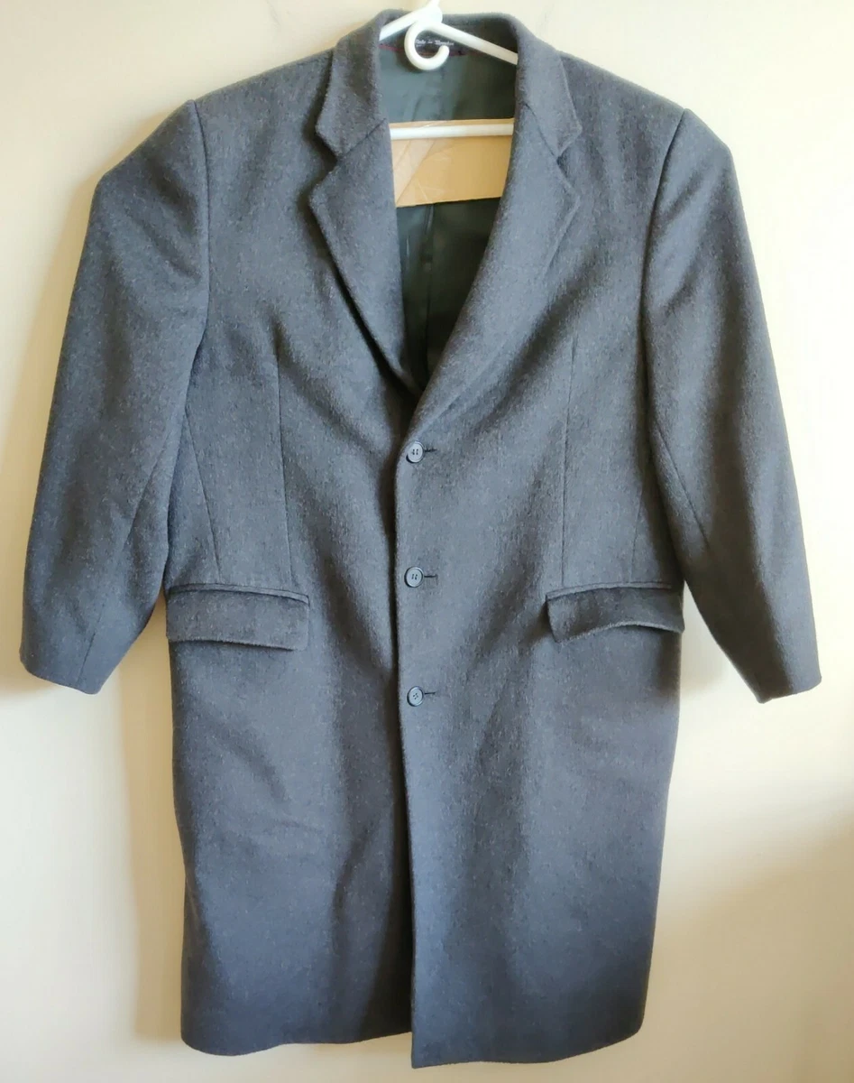 The Original Imported Teller Coat Dark Gray Men's Size 48L Cashmere Wool  Silk | eBay