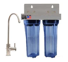 2-Stage 10" Counter Top Drinking Water Filter Carbon-Sediment Chlorine CLEAR
