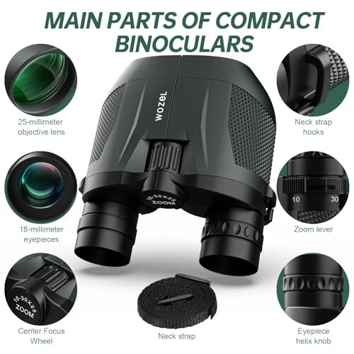 10-30x25 Compact Binoculars for Adults Kids - High Powered for Bird Watching - Picture 8 of 8
