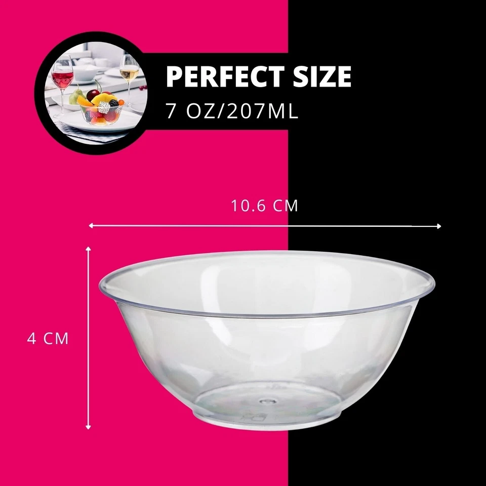 Clear Plastic Party Bowls Soup Salad Dessert Wedding Dinner Bowls Party Reusable - Image 2 of 4