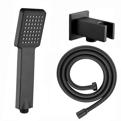 ENKI EO027 Handduschset quadratische Halterung Halter Ellbogen Auslass Kopfschlauch schwarz
