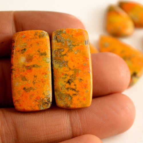 8 Pair 223 Cts Natural Bumble Bee Jasper Gemstone Pairs Lot 30x15-22x11mm#13447 - Picture 2 of 8