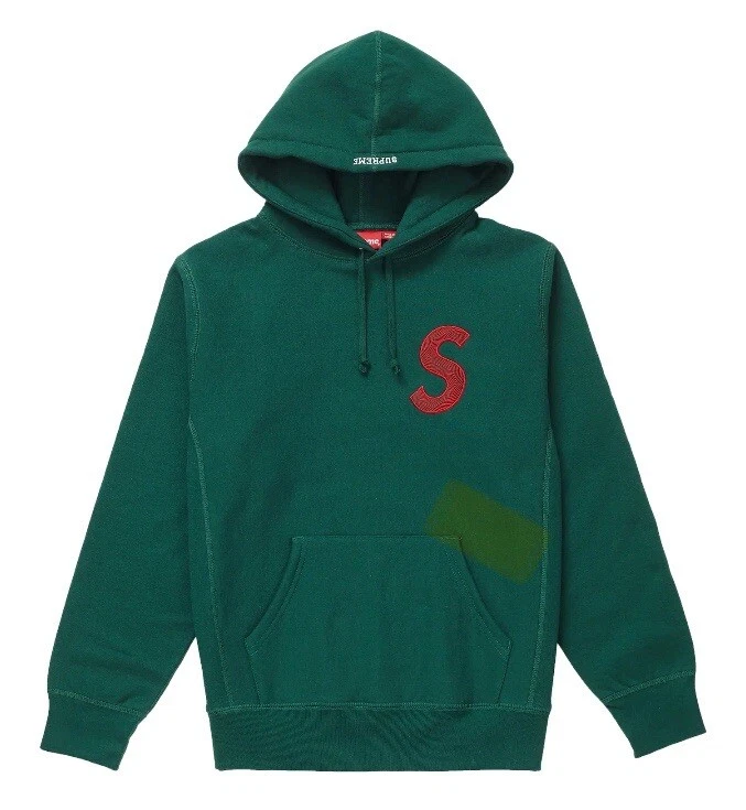 Sweat shirt à capuche logo Supreme S vert foncé automne/hiver 2018 homme taille M   NEUF