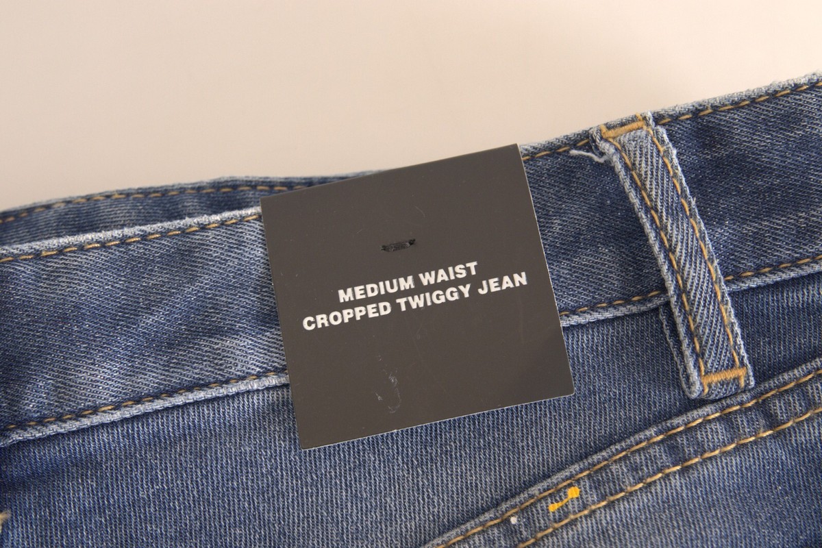 DSQUARED2 Jeans Blue Mid Waist Cropped Twiggy Denim Trouser