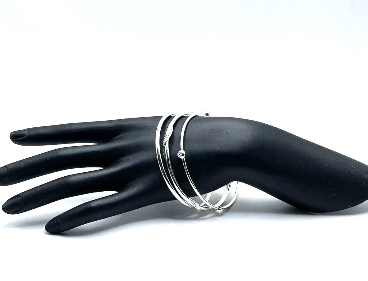 Silver Crystal Bangle Slim Stacking Bracelets Mad… - image 8