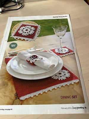 Quick Easy Dining Set Placemat, Coaster, Napkin Ring Crochet Pattern  UK
