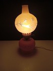 1930s Vintage Gone With The Wind  Hurricane Parlor Lamp- Pink Frosted/floral  — photo 3
