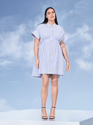 Tシャツ・カットソー VICTORIA BECKHAM Women Tunic Tops 1124WSH005206C BLUE NEW Victoria Beckham blue stripe small shirt target tunic