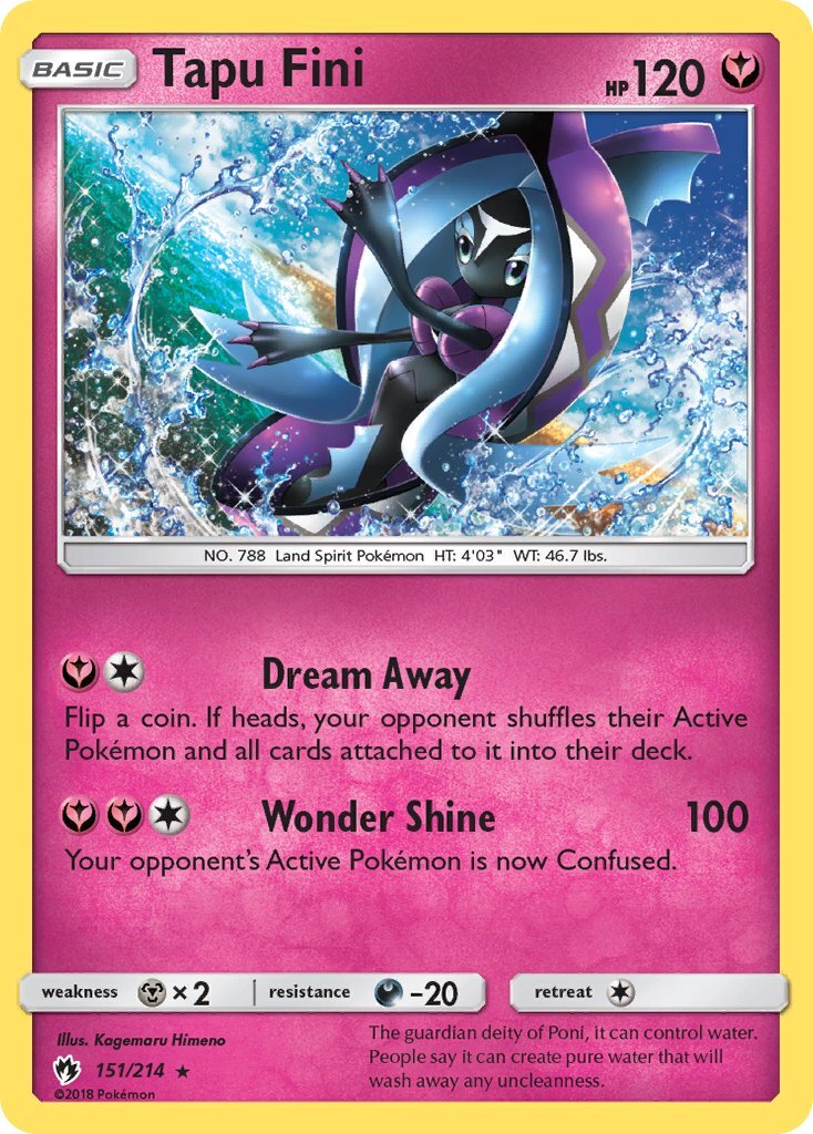 Tapu Fini Lost Thunder 151 Holo Pokemon Card NM