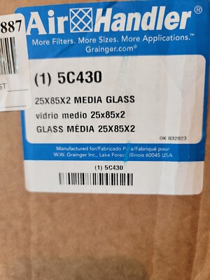 AIR HANDLER 5C430 Filter Roll,25 in.x85 ft.x2 in.,MERV 8 5C430 Free Ship Lower48