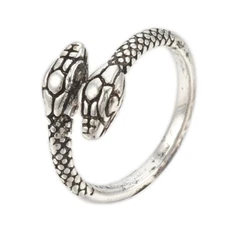  Alloy Finger Ring Snake Antique Silver Size 7 Adjustable 17mm P398