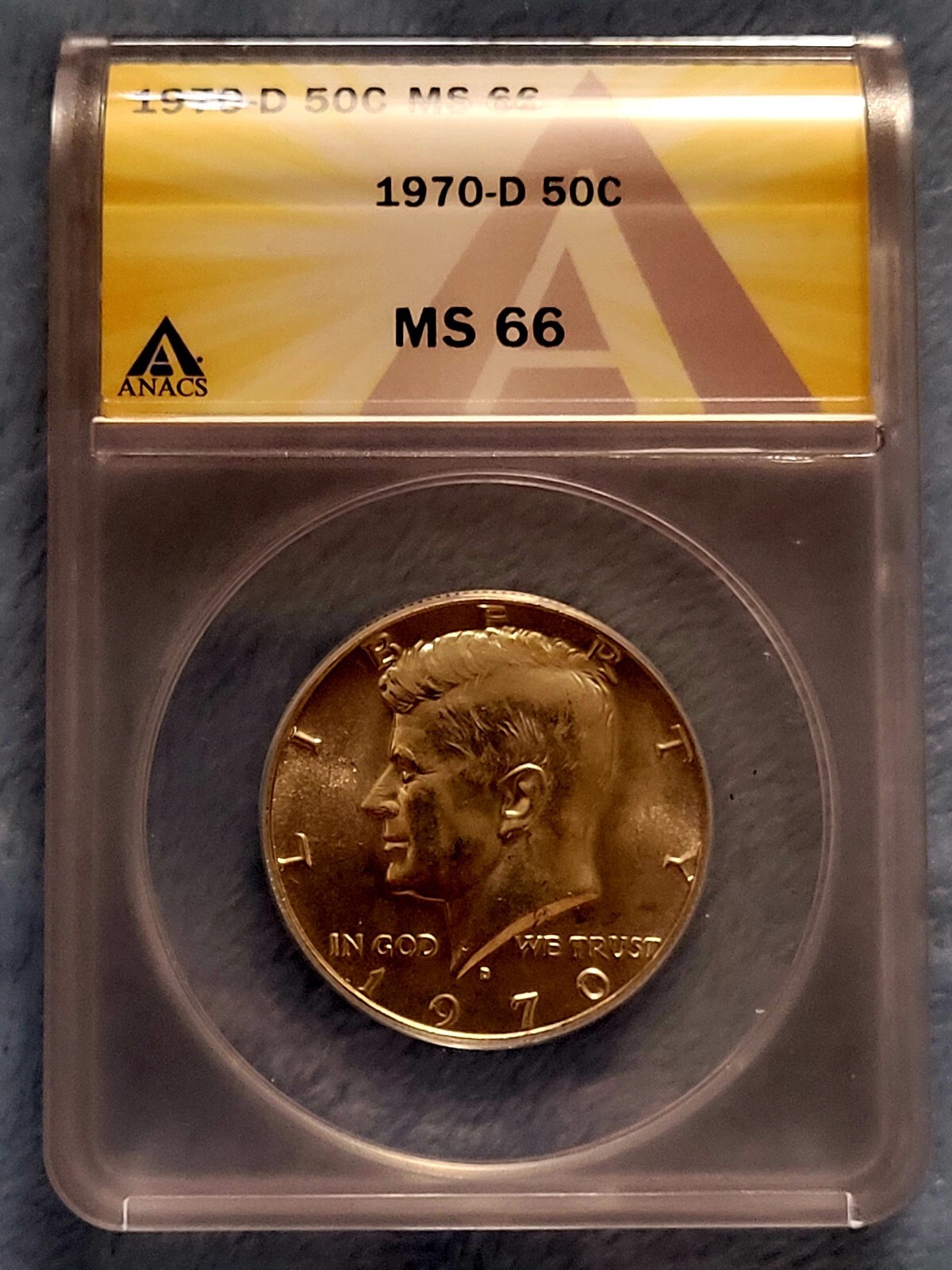 1970 D - 50C - MS66 - ANACS - TONED KENNEDY HALF DOLLAR #5249780 | eBay