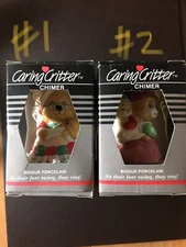 Bisque Porcelain Caring Critter Chimer by Jasco - Momma Mouse & Chimers Bear-NEW