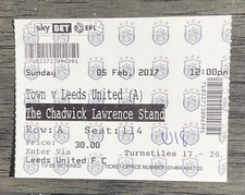 Huddersfield Town v Leeds United Sky Bet Championship Ticket 5/2/17 (2016/2017)