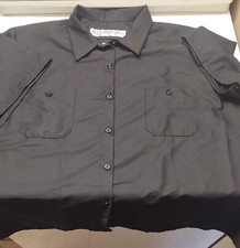 New Red Kap Button Up Shirt Mens 4 XL Black Polyester Work Mechanic Uniform Wear