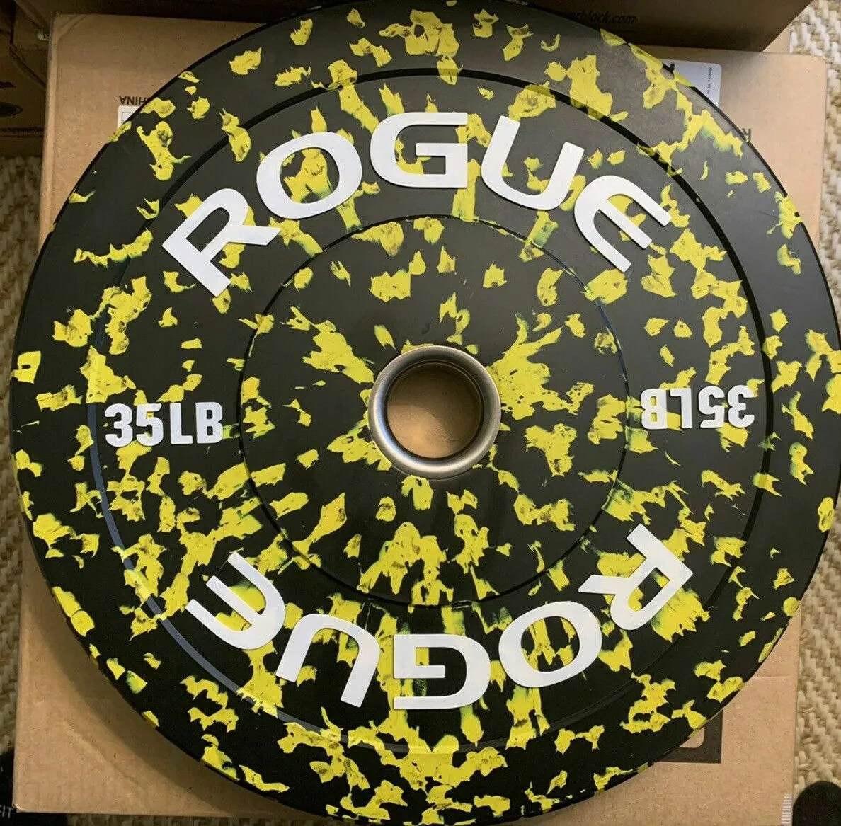 SHIPS NOW Rogue Fitness 2 35lb each Fleck Bumper Plates Pair