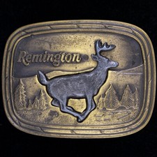 Remington Rifle Deer Buck Elk Hunter Gun Western 1970s NOS Vintage Belt Buckle
