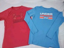 Under Armour Blue Red Shirts Lot of 2 Loose Boy YXL